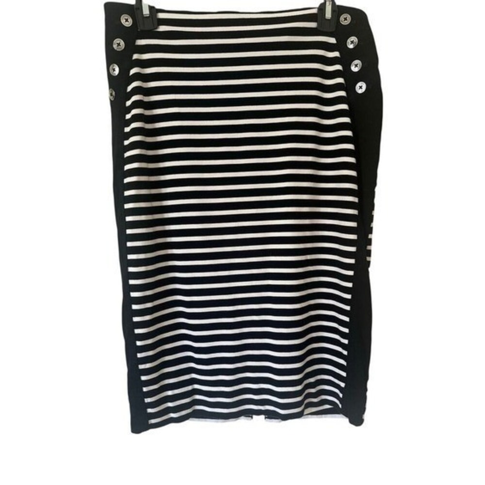 White House Black Market Striped Pencil Skirt Size 10‎ – Nautical Black White